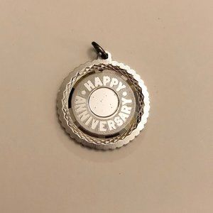 NWOT Vintage Sterling Silver Etched Happy Anniversary Engravable Charm